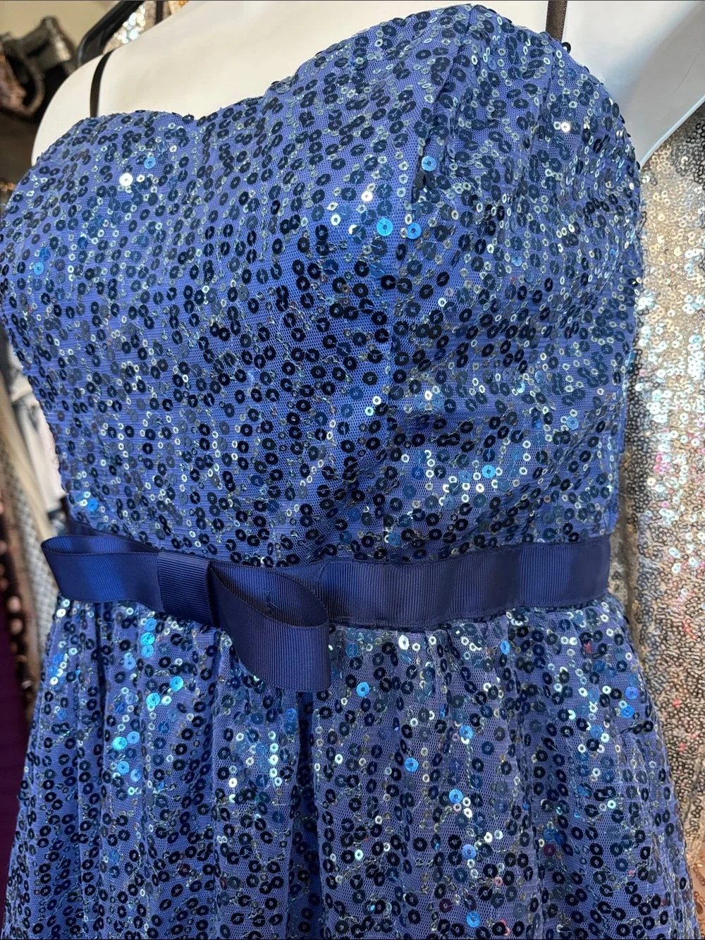 dELiA*s Royal Blue Sequin Strapless Dress with Bow